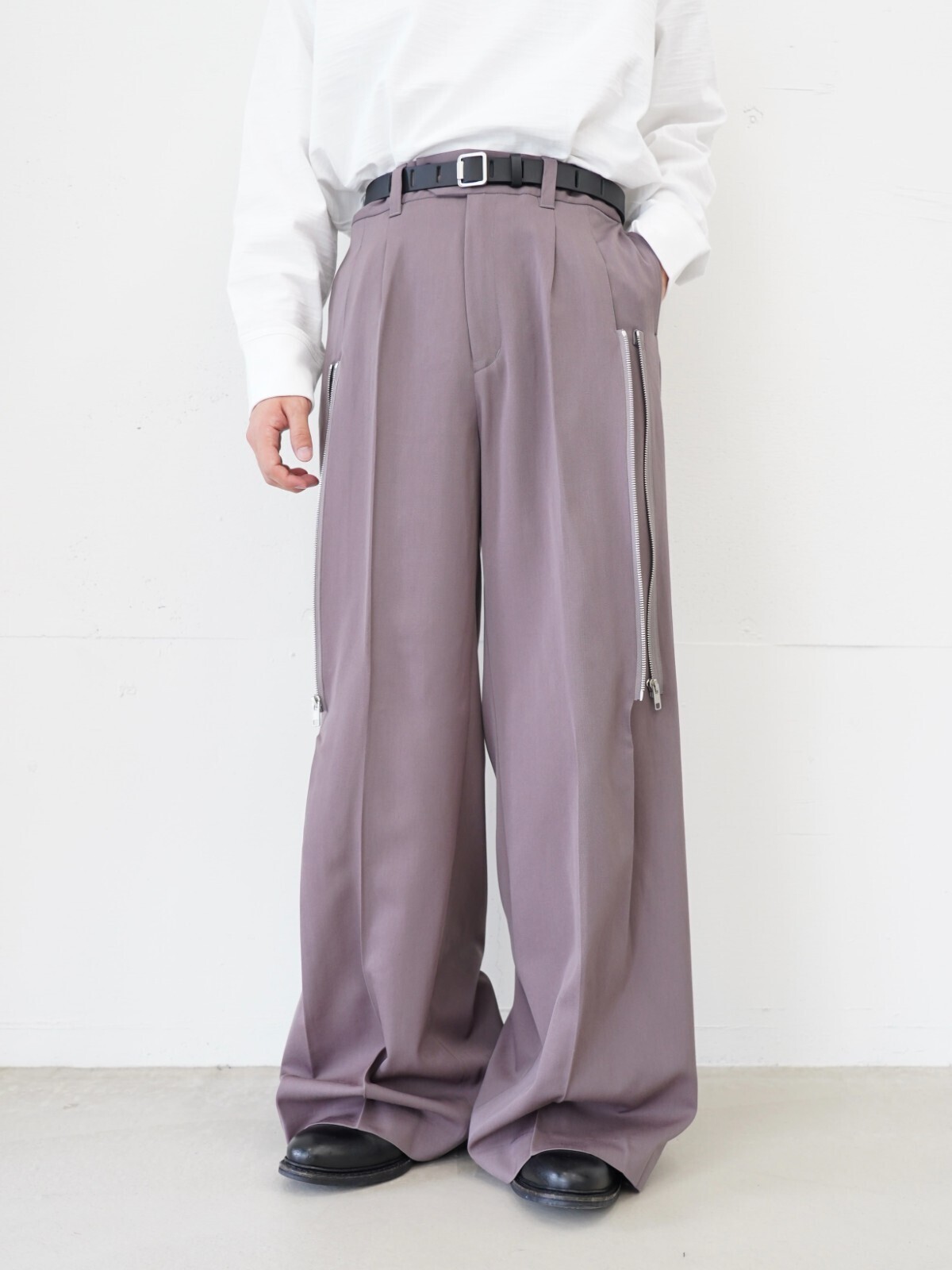 Hibiki Nakaminami 여성 & 남성 ZIPPED TROUSERS (Rubic Gray) 이미지5