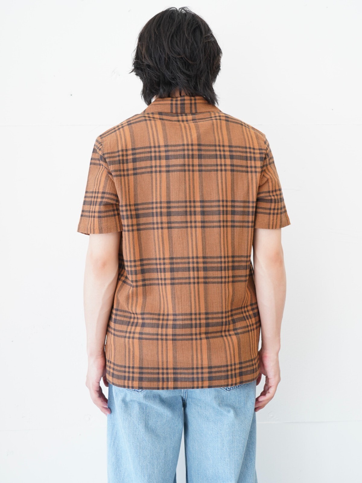 FOLK 남성 SS Soft Collar Shirt Tone On Tone Check 이미지3
