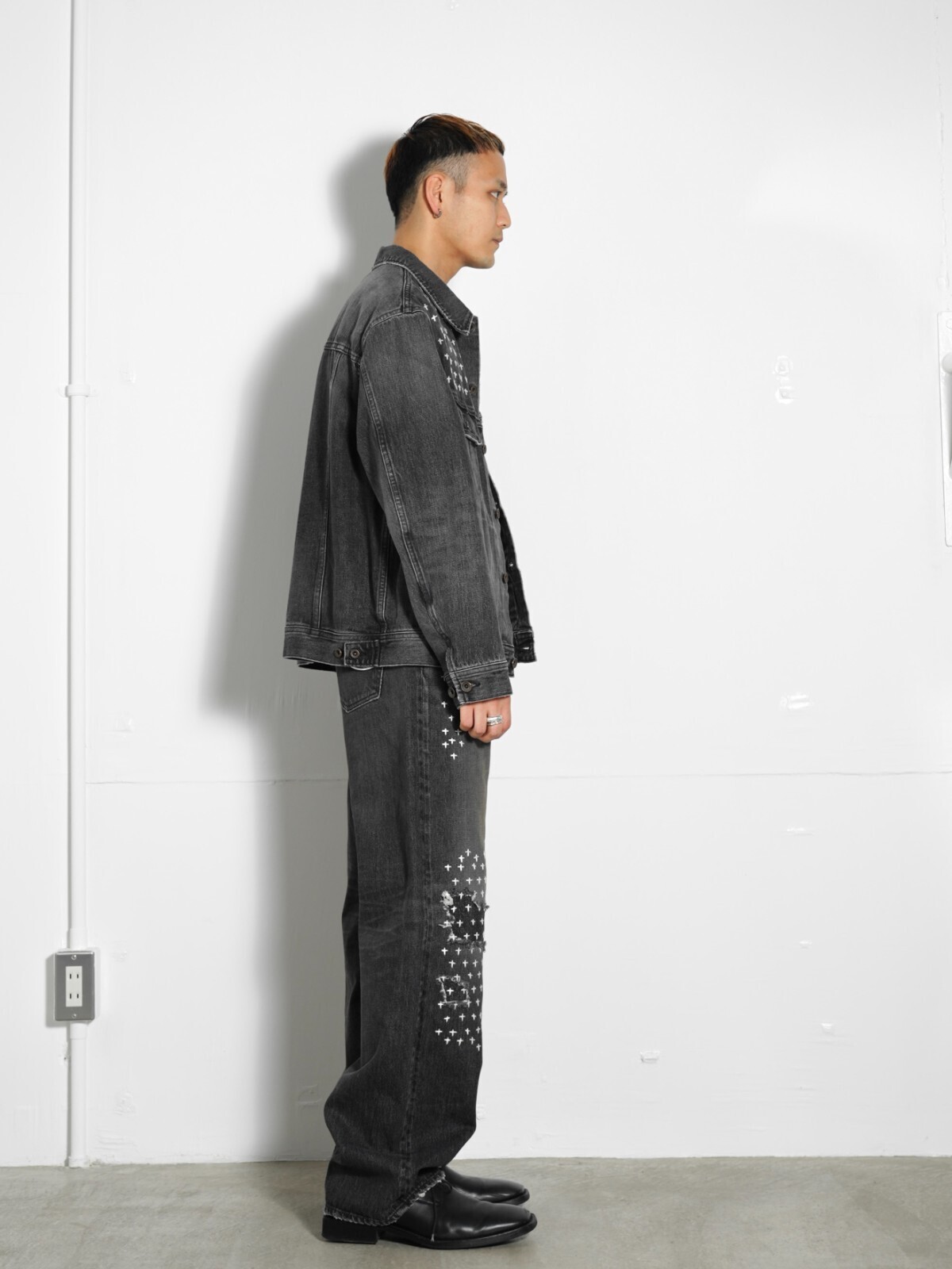 DAIRIKU 女士 & 男士 Cross Embroidery Vintage Denim Jacket 图片22