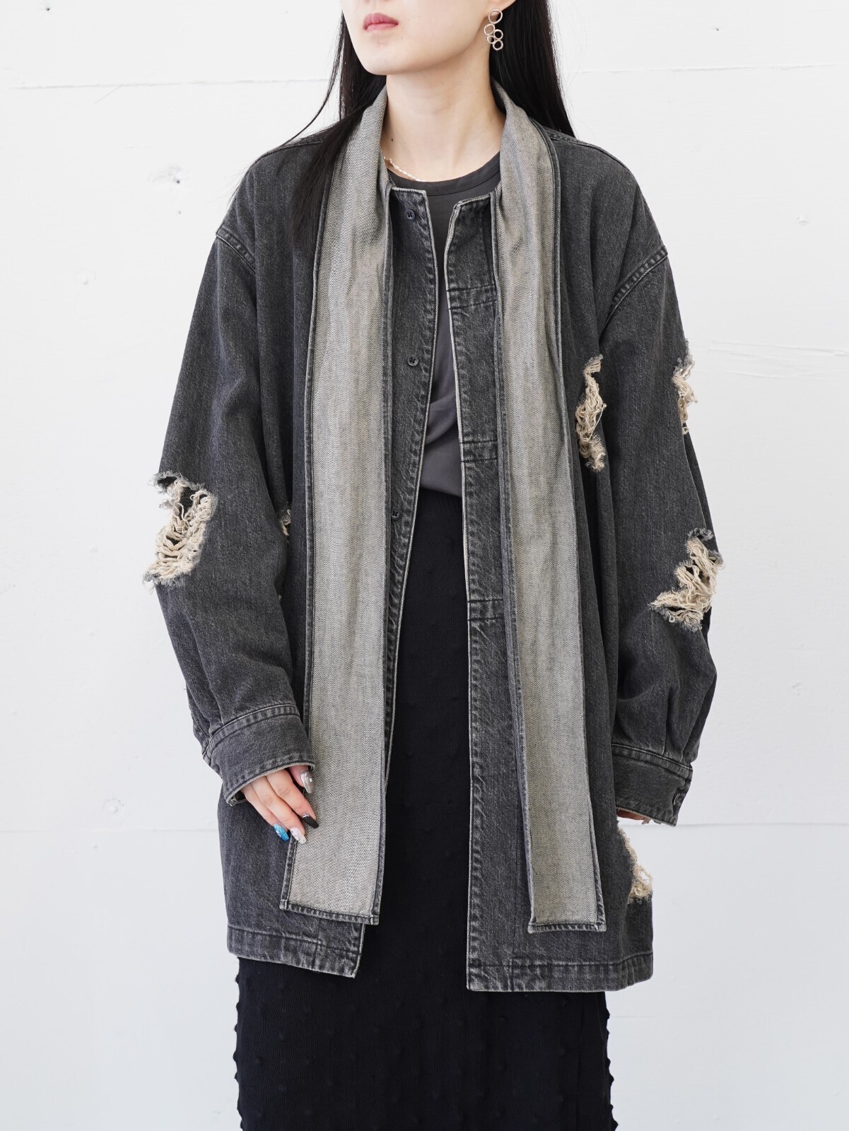 ベルパー レディース & メンズ デニムボウタイブラウス 画像6