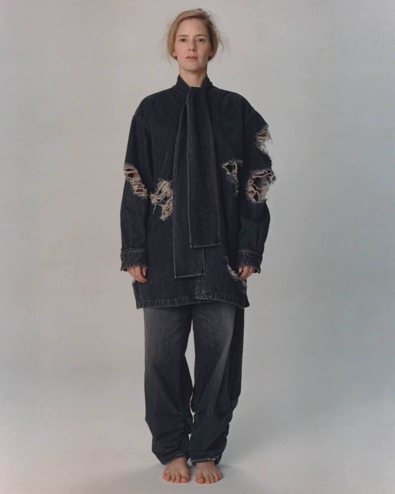 ベルパー レディース & メンズ デニムボウタイブラウス 画像16