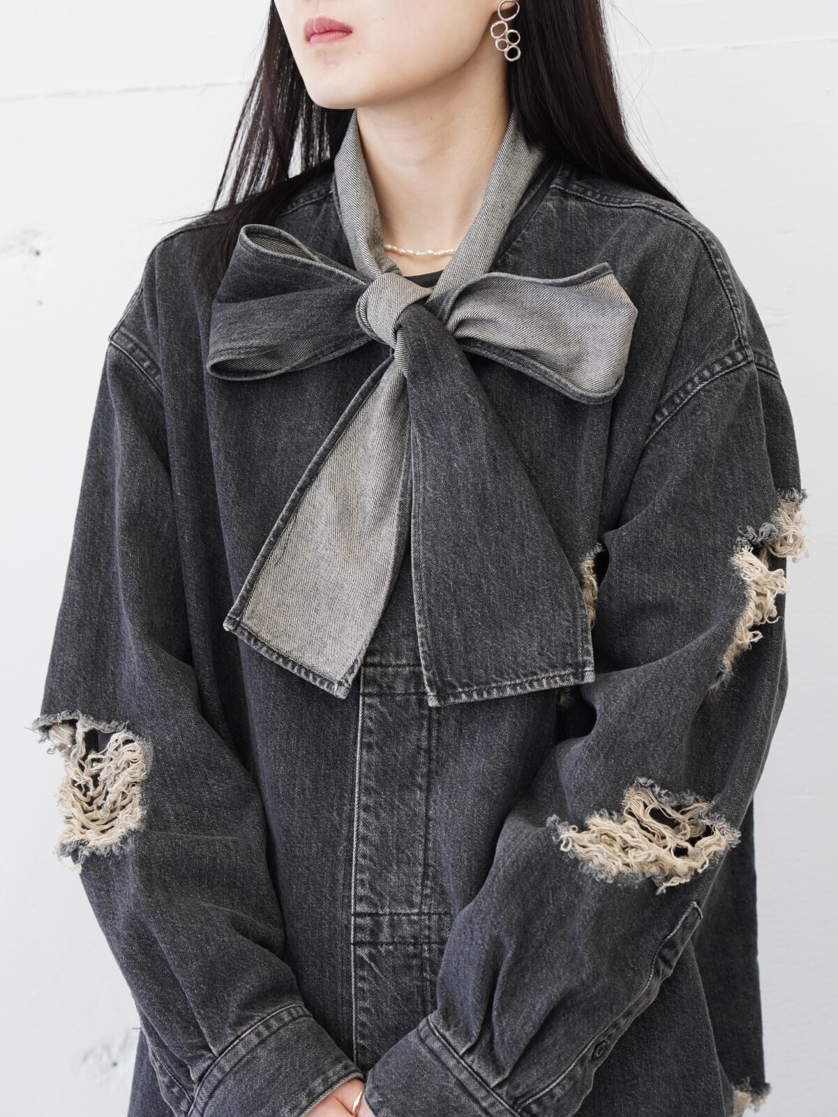 ベルパー レディース & メンズ デニムボウタイブラウス 画像5