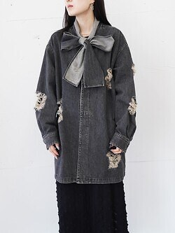 BELPER 女裝 & 男裝 DENIM BOWTIE BLOUSE 圖片13