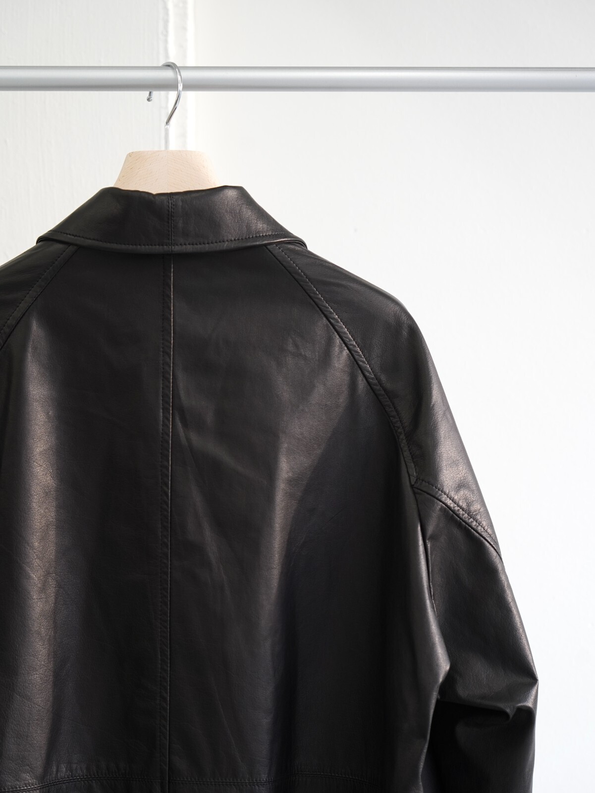 Blanc YM 女士 & 男士 Leather Oversize Raglan JKT 圖片11