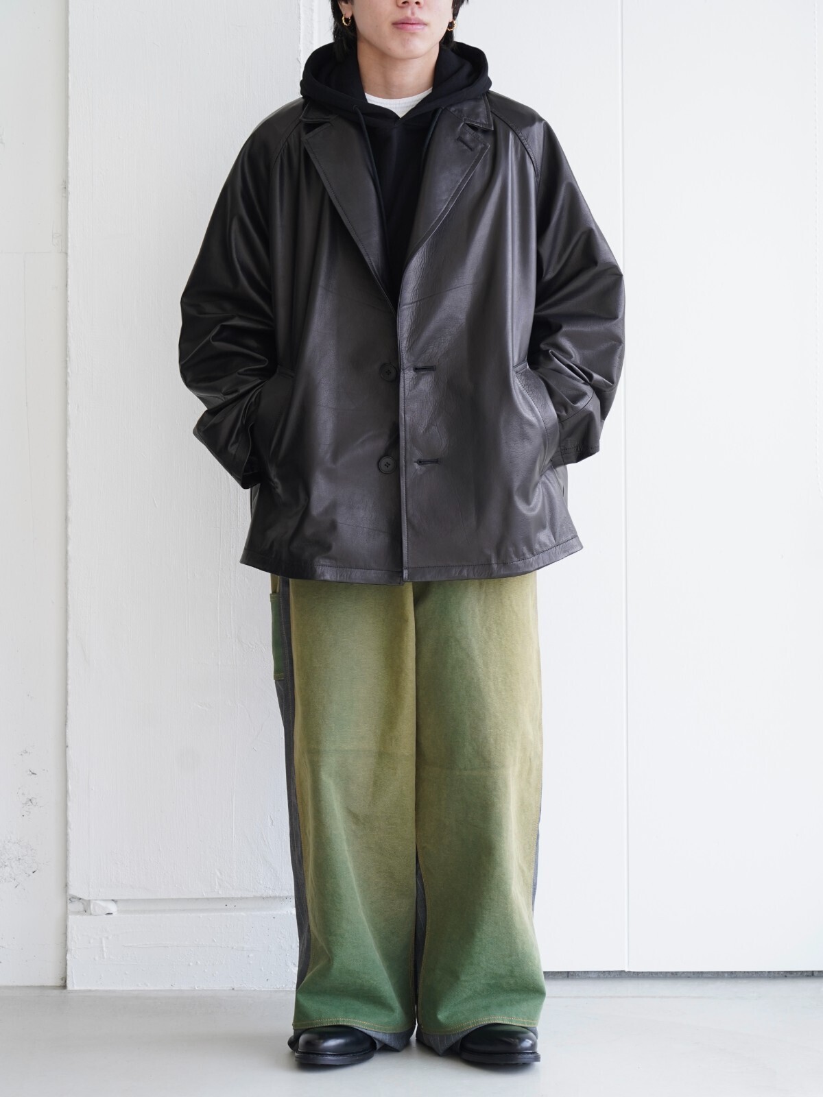 Blanc YM 女士 & 男士 Leather Oversize Raglan JKT 圖片13