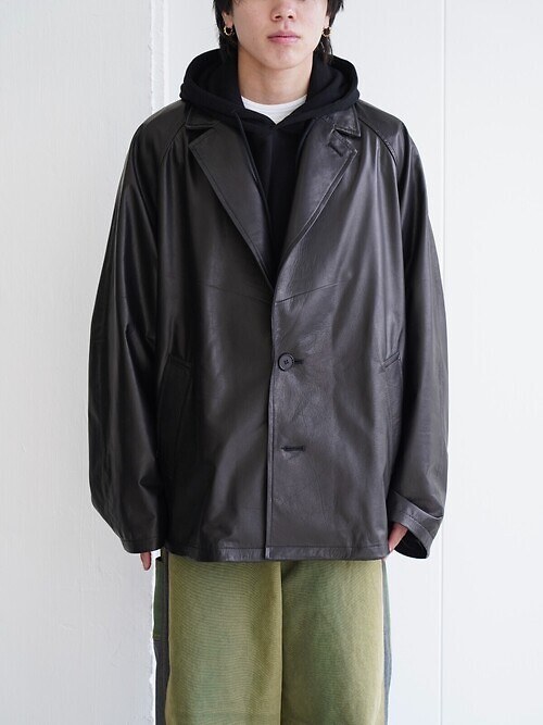 Leather Oversize Raglan JKT｜Blanc YM 여성 & 남성