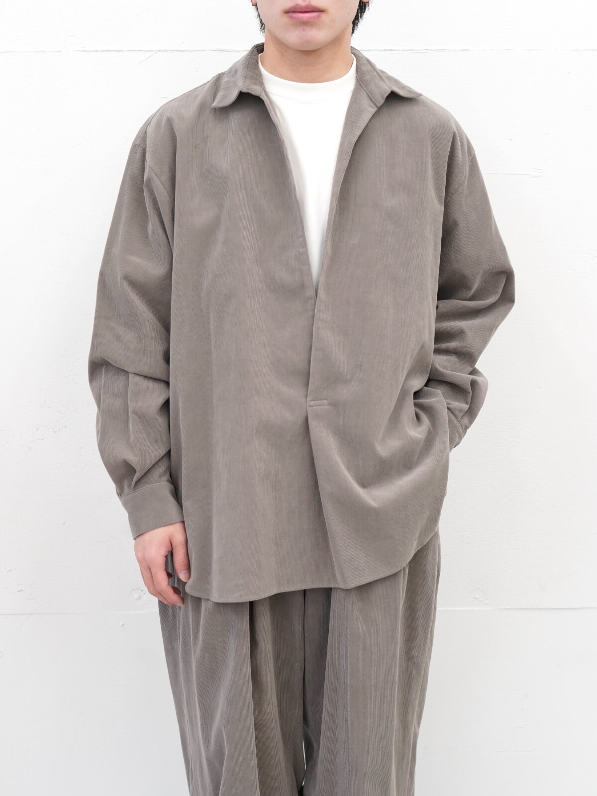 Blanc YM 女士 & 男士 Soft Corduroy Skipper Shirts 图片19