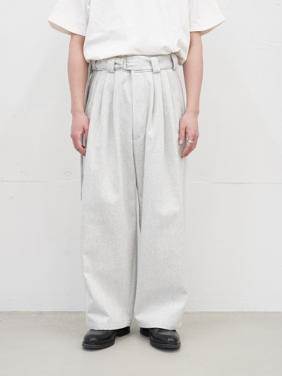Blanc YM WOMENS & MENS Recycling Cotton Denim Wide Pants IMAGE1