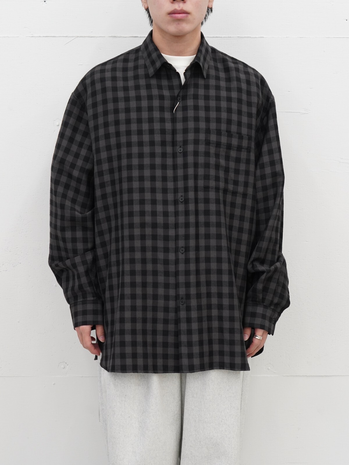 Blanc YM 女士 & 男士 Silk Plaid Wide Shirts 图片8