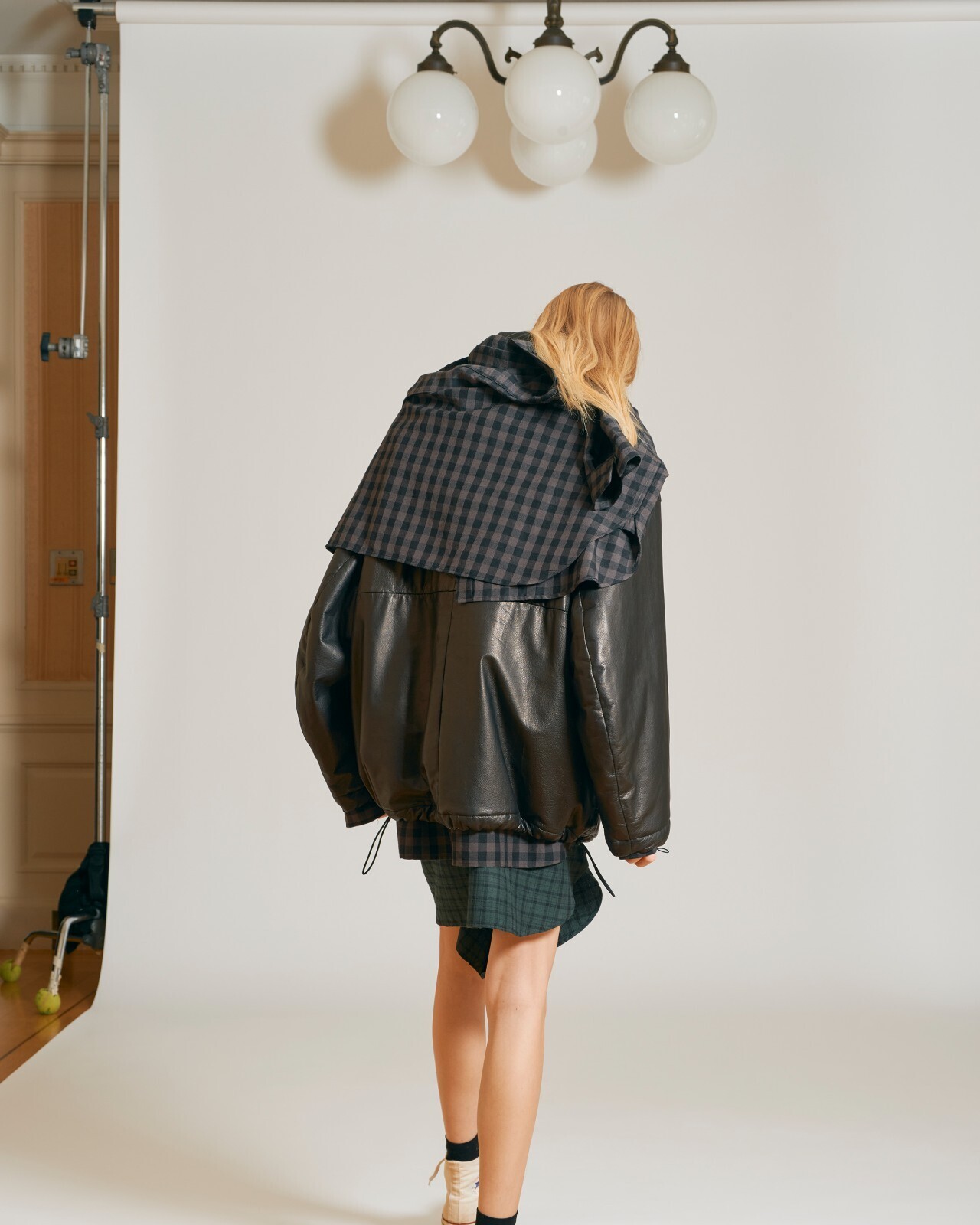 Blanc YM 女士 & 男士 Silk Plaid Wide Shirts 图片14