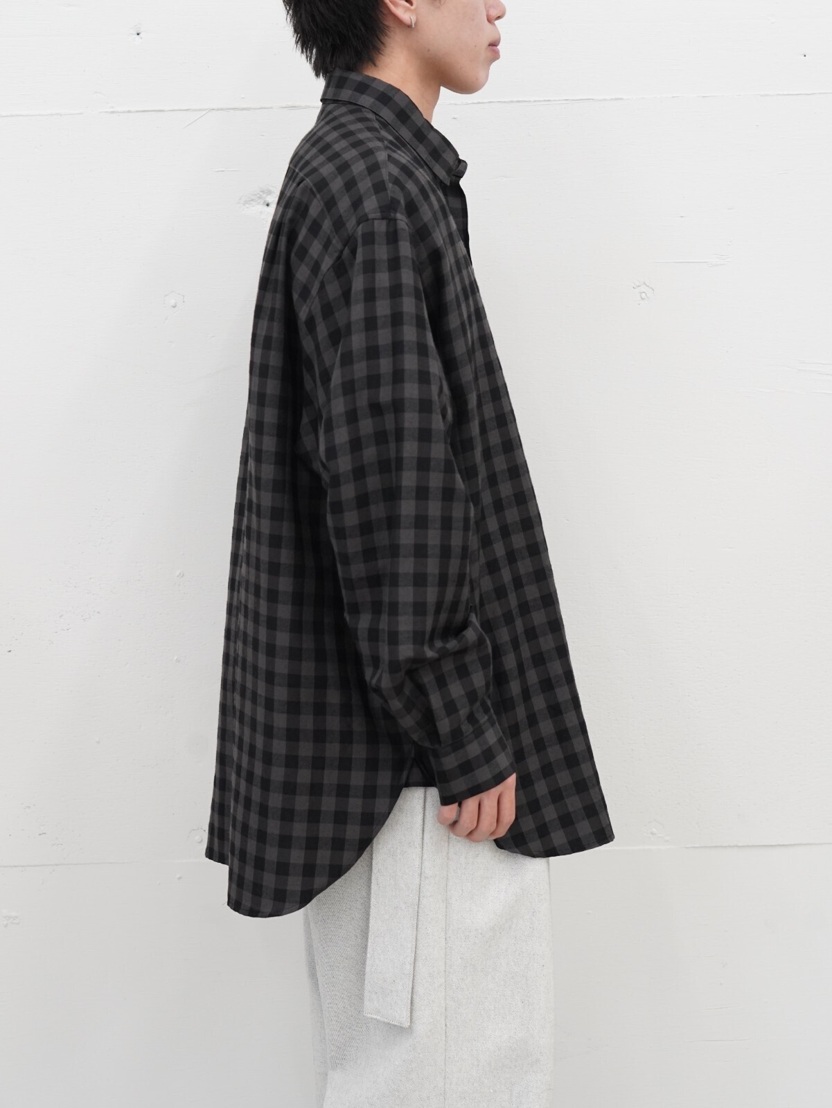 Blanc YM 女士 & 男士 Silk Plaid Wide Shirts 图片9