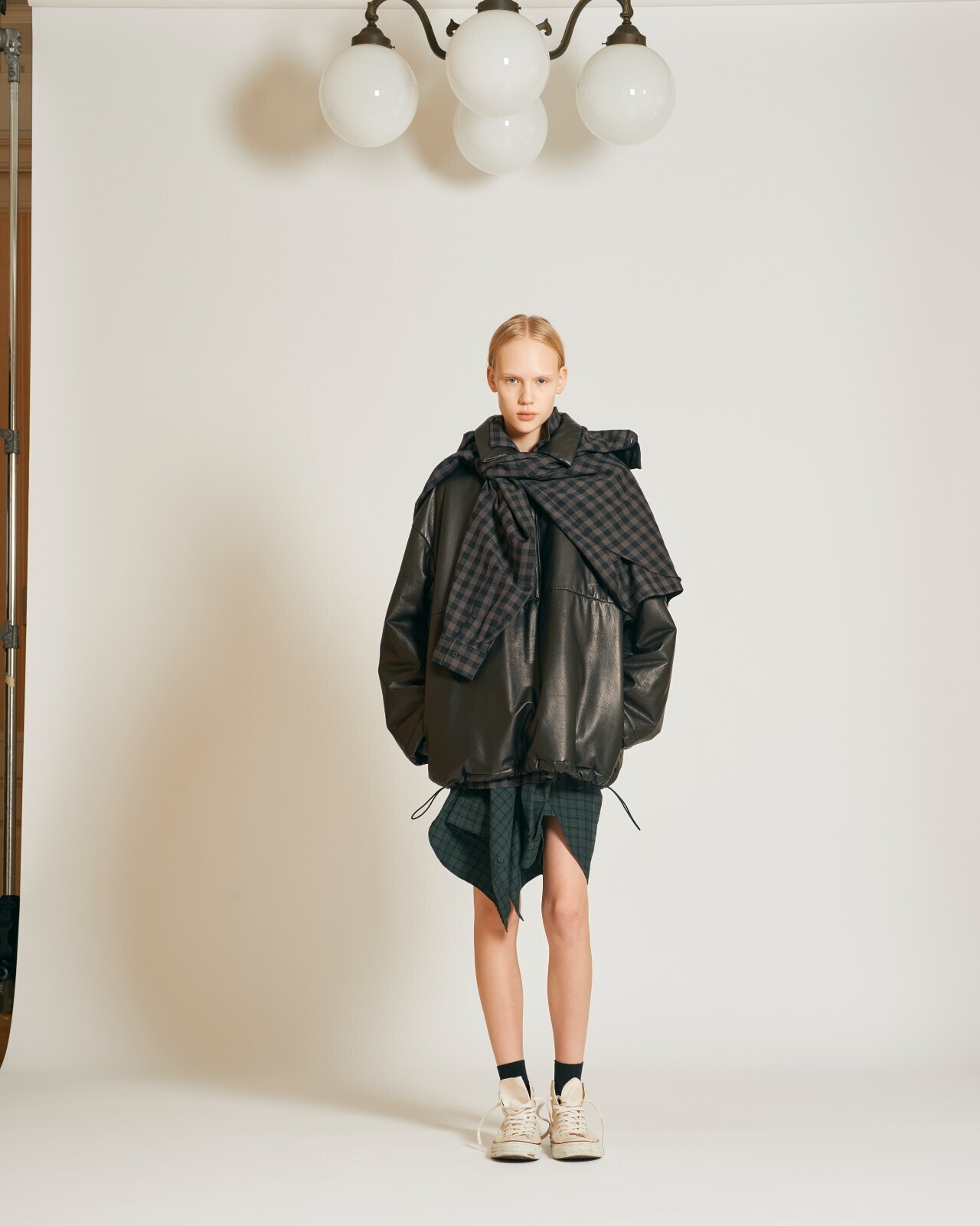 Blanc YM 女士 & 男士 Silk Plaid Wide Shirts 图片13