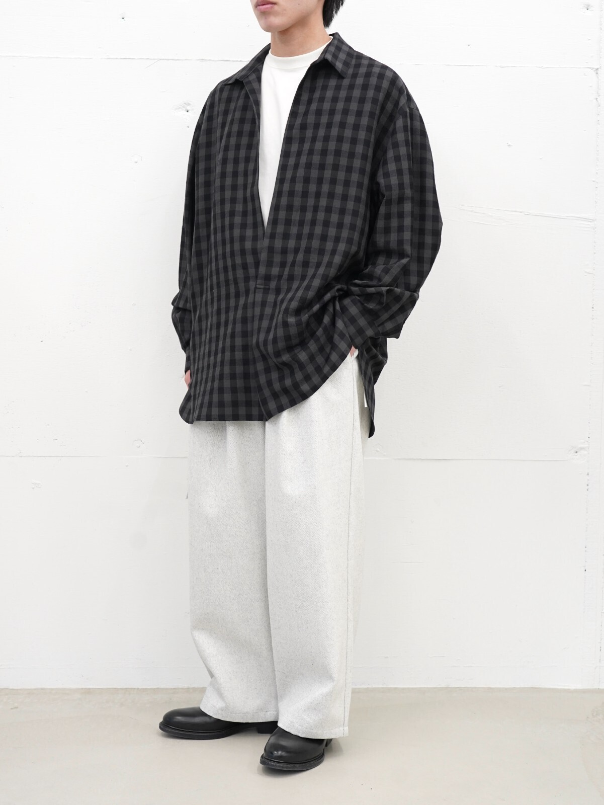 Blanc YM 女士 & 男士 Silk Plaid Skipper Shirts 图片12