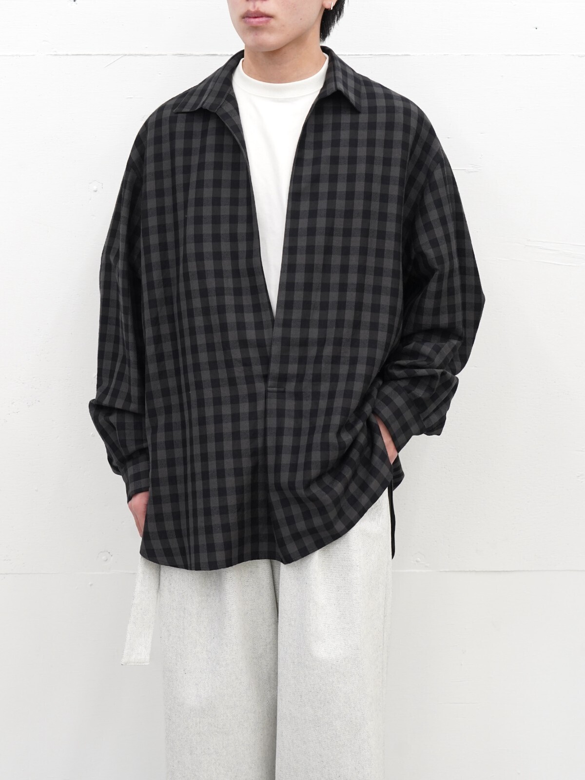 Blanc YM 女士 & 男士 Silk Plaid Skipper Shirts 图片11