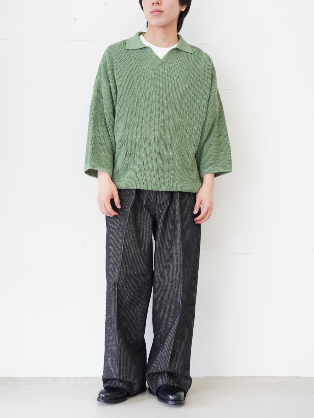 Blanc YM ブランワイエム スキッパー ニット シャツ 和紙 スキッパーニットシャツ - ブラン ワイエム レディース & メンズ