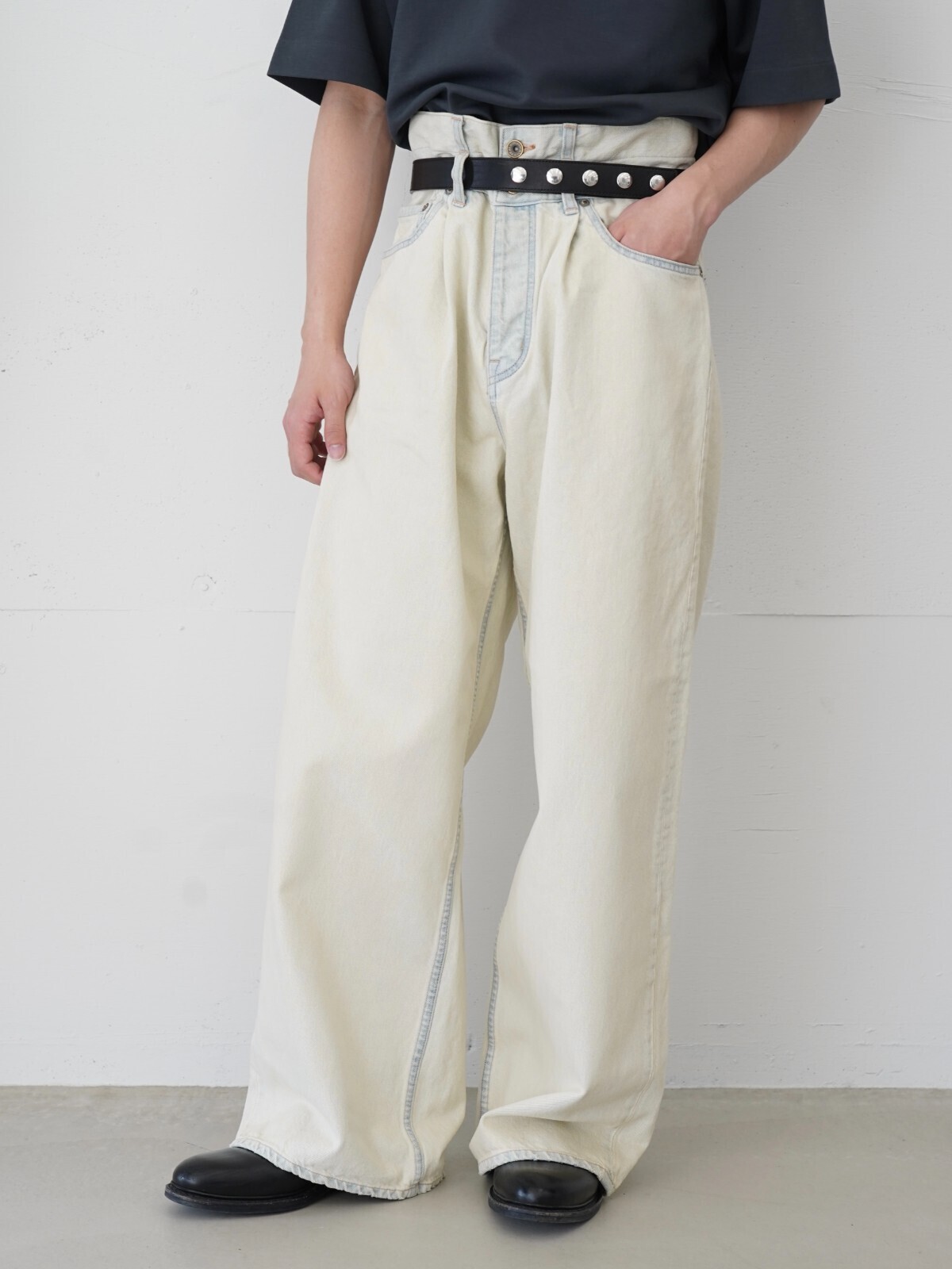 DAIRIKU 男裝 "Ice Wash" W-Velt Wide Denim Pants 圖片4