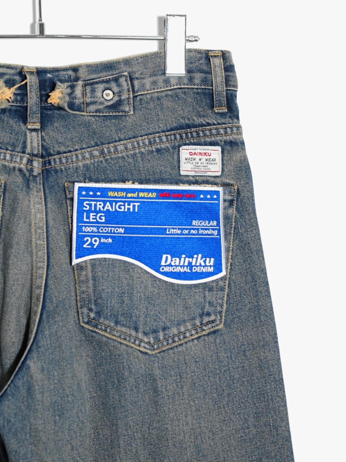 DAIRIKU MENS "Straight"Cross Embroidery Vintage Denim Pants IMAGE15