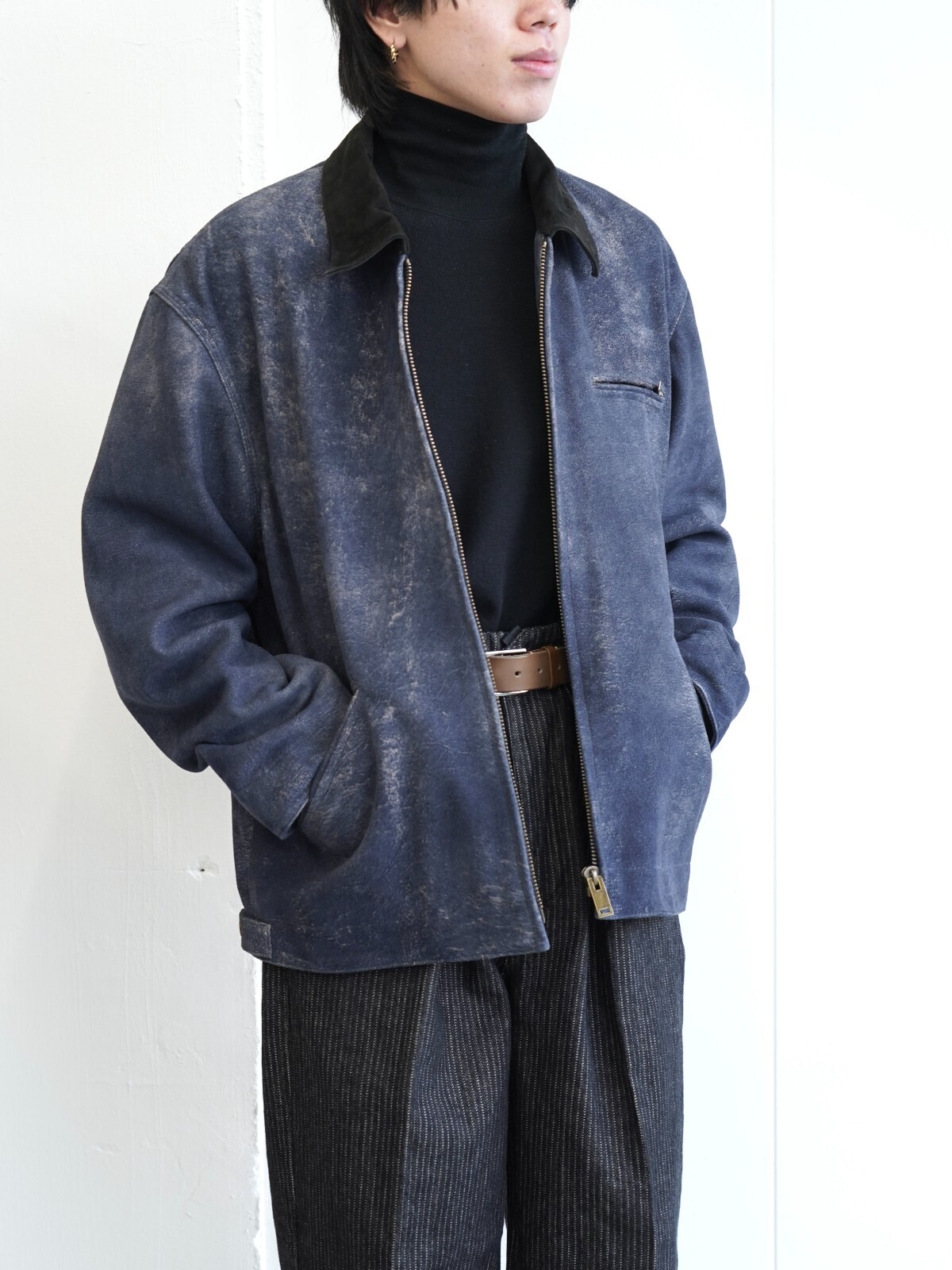 SEVEN BY SEVEN MENS LEATHER DETROIT JACKET - Goat suede Antique finish - IMAGE1
