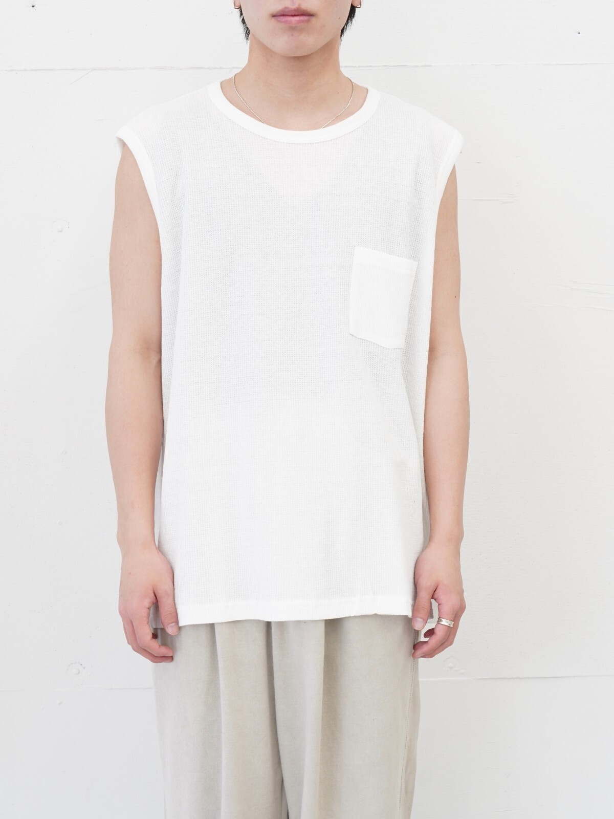 SEVEN BY SEVEN 남성 WRAP AROUND SLEEVELESS TEE - Recycle supima waffle - 이미지7