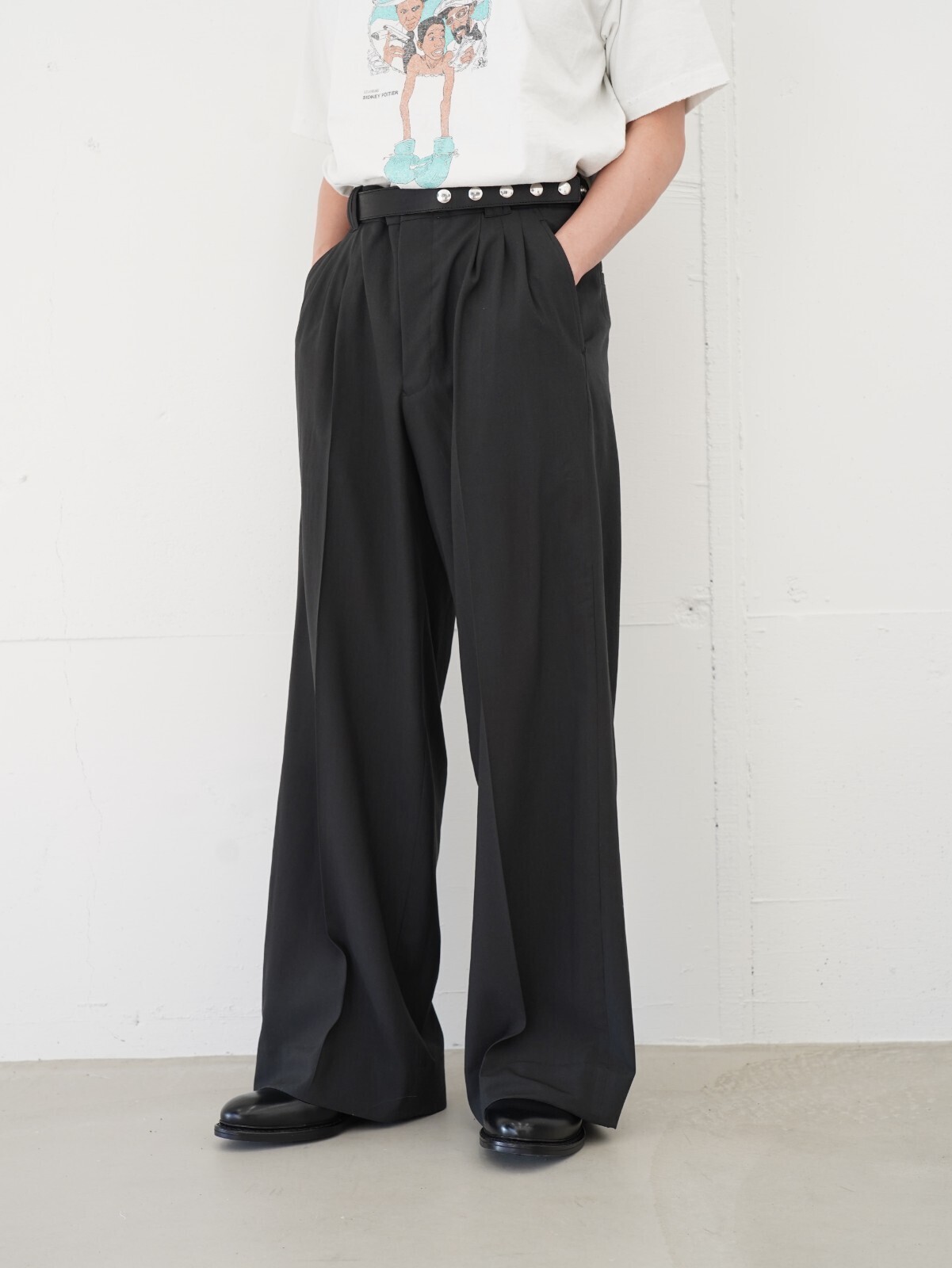 YOKE 男士 WOOL TROPICAL 3PLEATED WIDE-LEG TROUSERS 圖片10