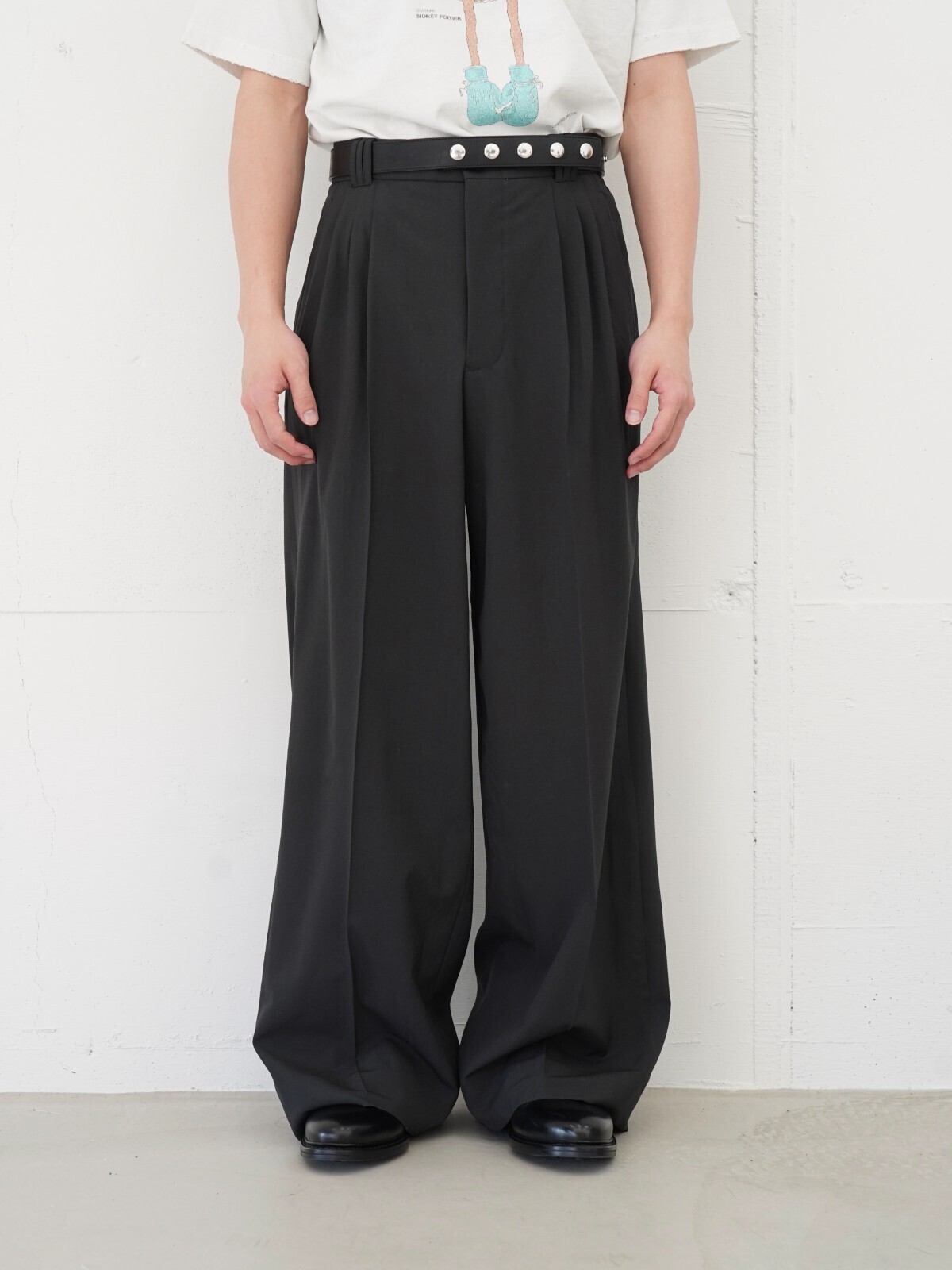 YOKE 男士 WOOL TROPICAL 3PLEATED WIDE-LEG TROUSERS 圖片7