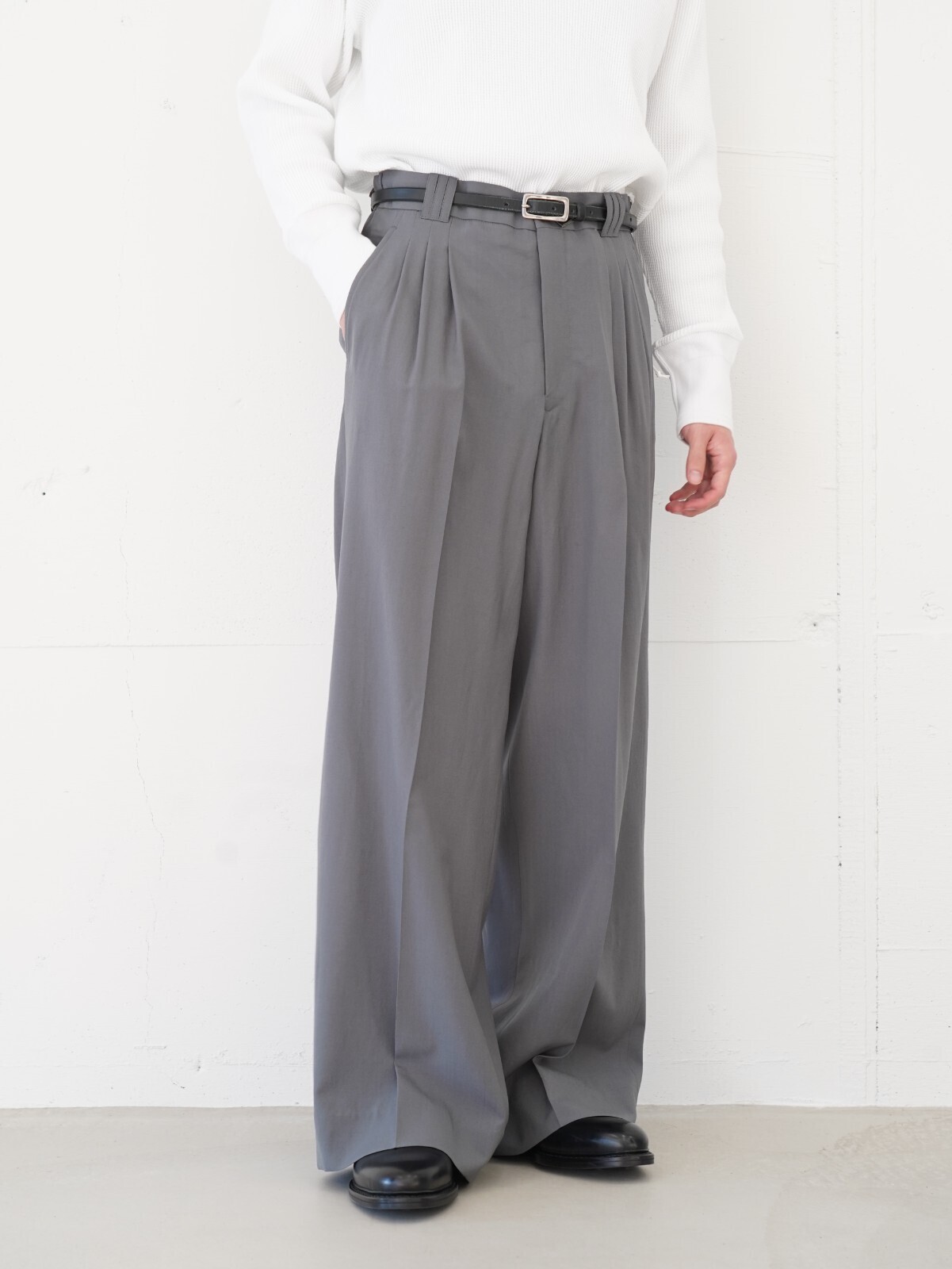 YOKE 男士 WOOL TROPICAL 3PLEATED WIDE-LEG TROUSERS 圖片24
