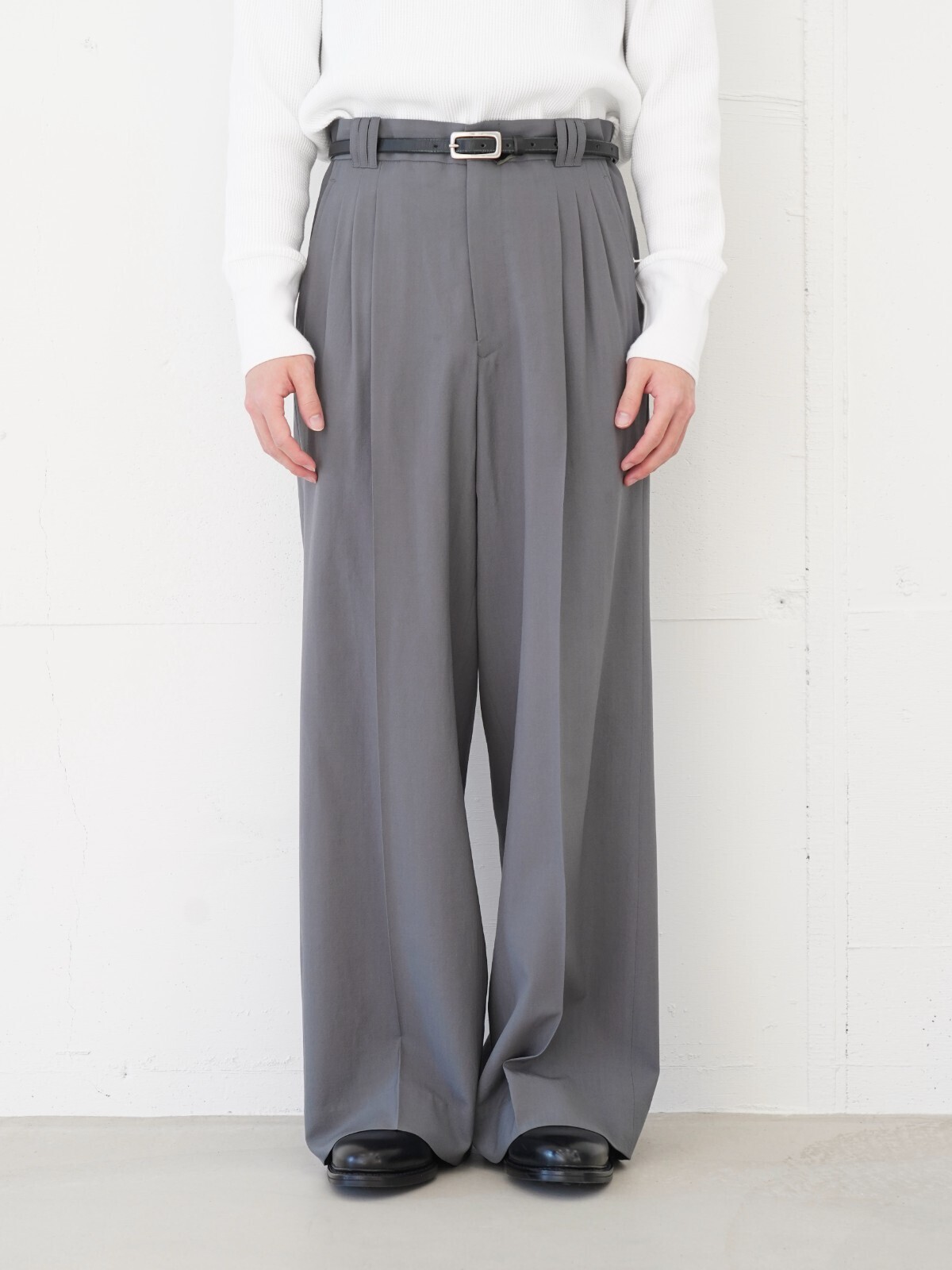 YOKE 男士 WOOL TROPICAL 3PLEATED WIDE-LEG TROUSERS 圖片21