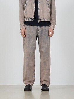 ヨーク(YOKE) WOMENS & MENS BLEACHE&OVER DYE DENIM WIDE STRAIGHT 5P PANTS pink 2