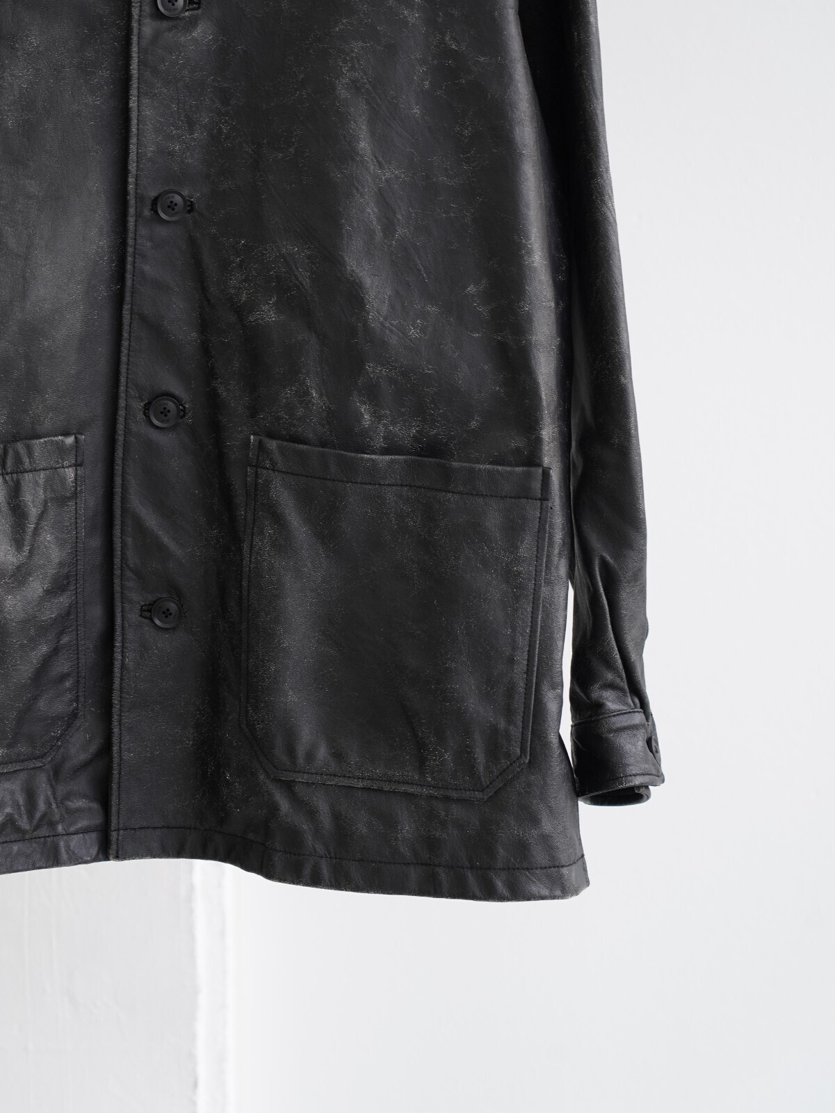 YOKE 여성 & 남성 CRACKED GOAT LEATHER CAR COAT 이미지11