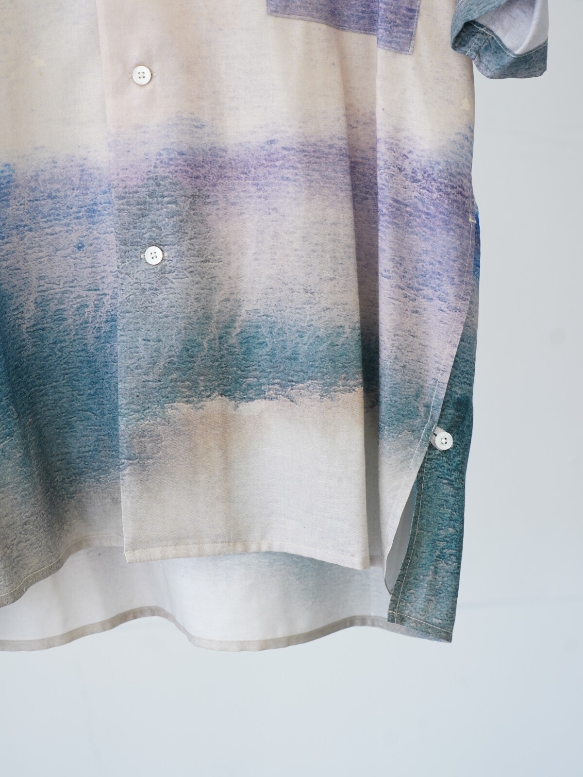 YOKE WOMENS & MENS LANDSCAPE PRINTED OPEN COLLAR SHIRT IMAGE8