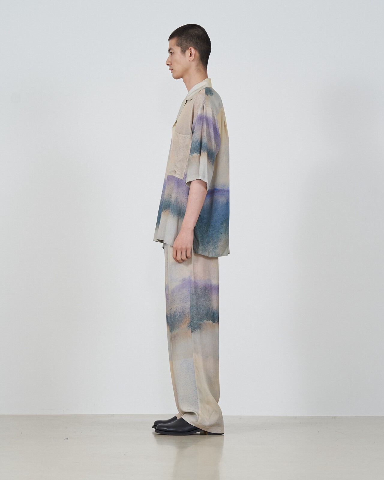 YOKE WOMENS & MENS LANDSCAPE PRINTED OPEN COLLAR SHIRT IMAGE11