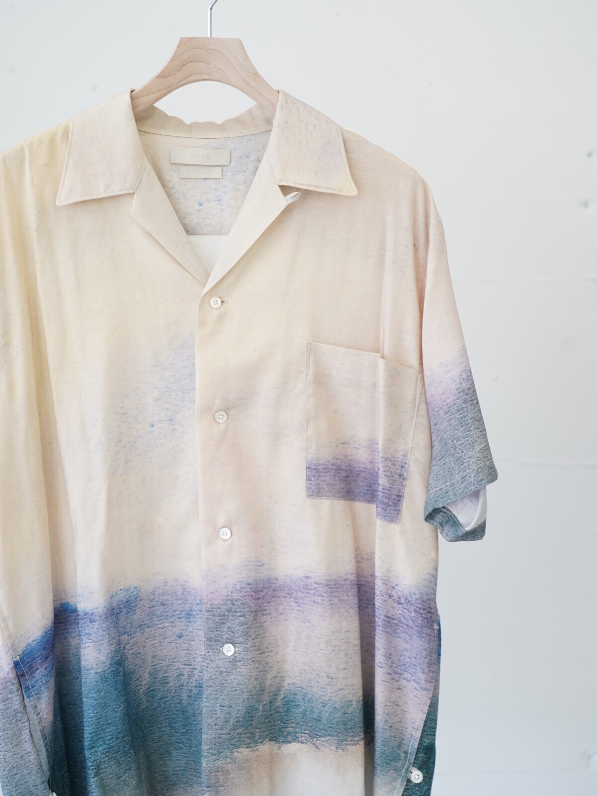 YOKE WOMENS & MENS LANDSCAPE PRINTED OPEN COLLAR SHIRT IMAGE7