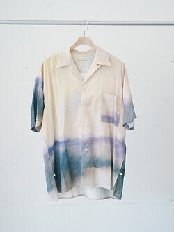 YOKE WOMENS & MENS LANDSCAPE PRINTED OPEN COLLAR SHIRT IMAGE2