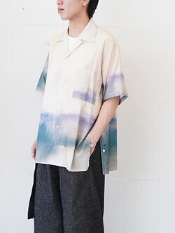 YOKE WOMENS & MENS LANDSCAPE PRINTED OPEN COLLAR SHIRT IMAGE13