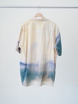 YOKE WOMENS & MENS LANDSCAPE PRINTED OPEN COLLAR SHIRT IMAGE5