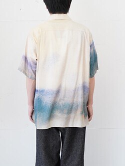 YOKE WOMENS & MENS LANDSCAPE PRINTED OPEN COLLAR SHIRT IMAGE12