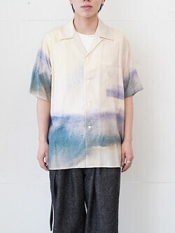 YOKE WOMENS & MENS LANDSCAPE PRINTED OPEN COLLAR SHIRT IMAGE10
