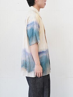 YOKE WOMENS & MENS LANDSCAPE PRINTED OPEN COLLAR SHIRT IMAGE11