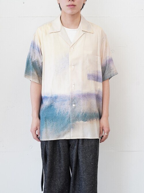 LANDSCAPE PRINTED OPEN COLLAR SHIRT｜YOKE WOMENS & MENS