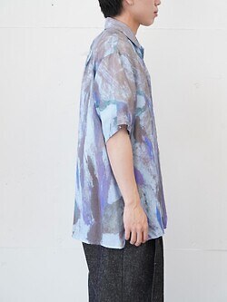 YOKE WOMENS & MENS FLOWER PRINTED OPEN COLLAR SHIRT IMAGE10