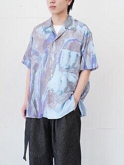 YOKE WOMENS & MENS FLOWER PRINTED OPEN COLLAR SHIRT IMAGE12