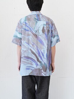 YOKE WOMENS & MENS FLOWER PRINTED OPEN COLLAR SHIRT IMAGE11