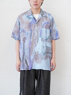 YOKE WOMENS & MENS FLOWER PRINTED OPEN COLLAR SHIRT IMAGE9