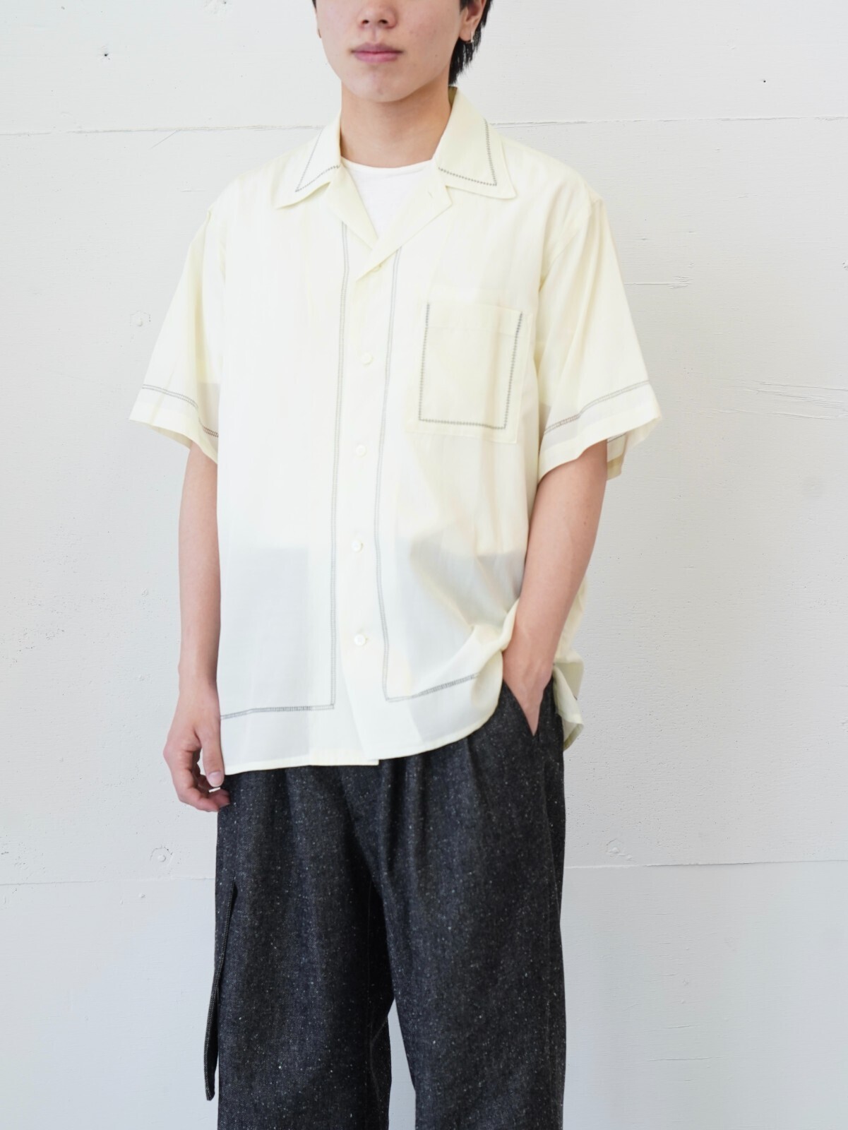 YOKE 女士 & 男士 EMBROIDERY OPEN COLLAR SHIRT 图片4