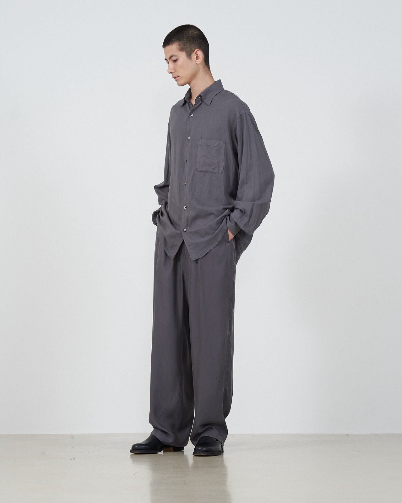YOKE 女士 & 男士 GARMENT DYED COTTON SILK TWILL SHIRT 图片21