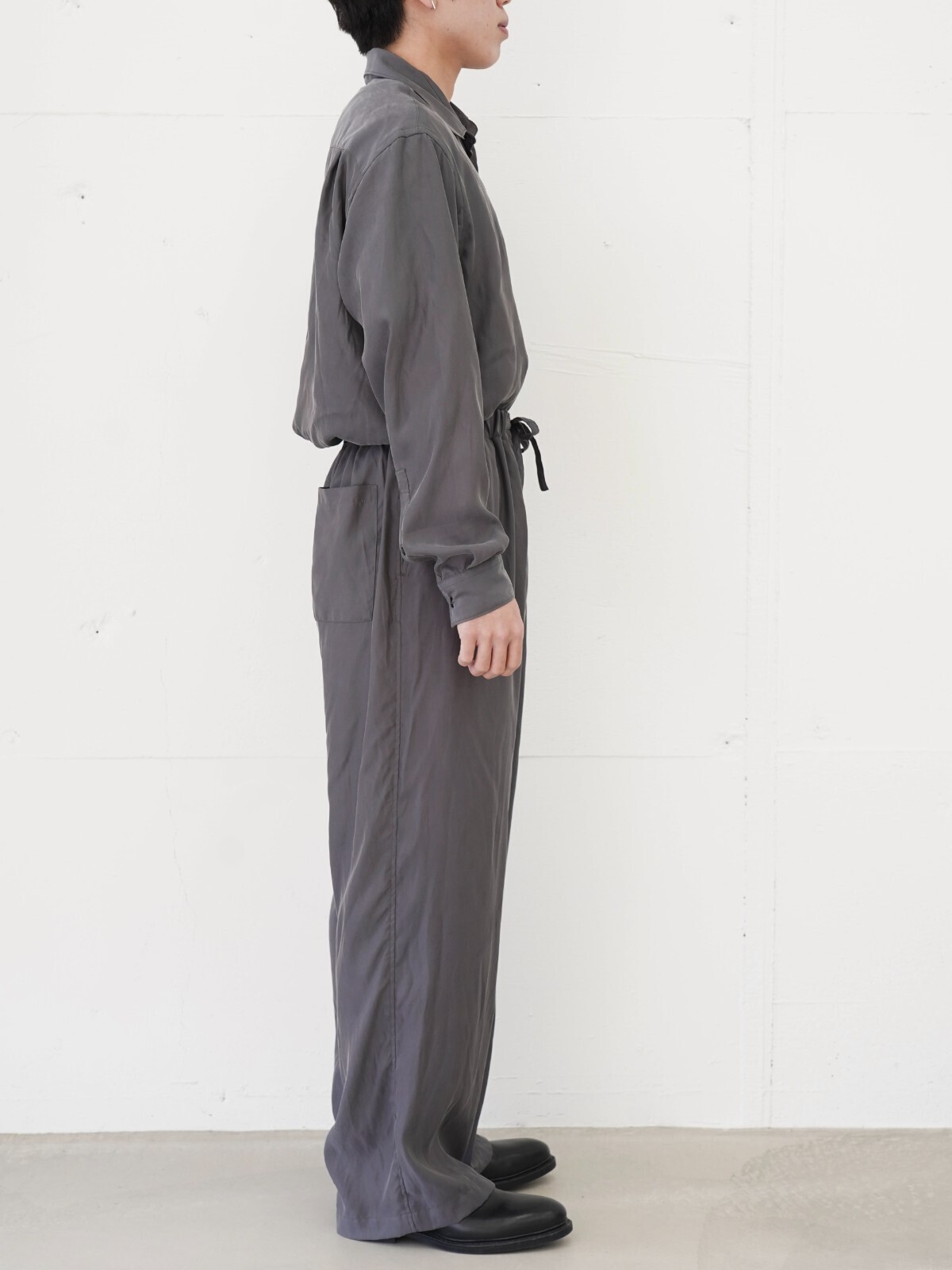 MAC DUGGAL パフスリーブ ベルト付ジャンプスーツ 2色 open collar belted assort l/s jump suit / 開襟ベルト付き