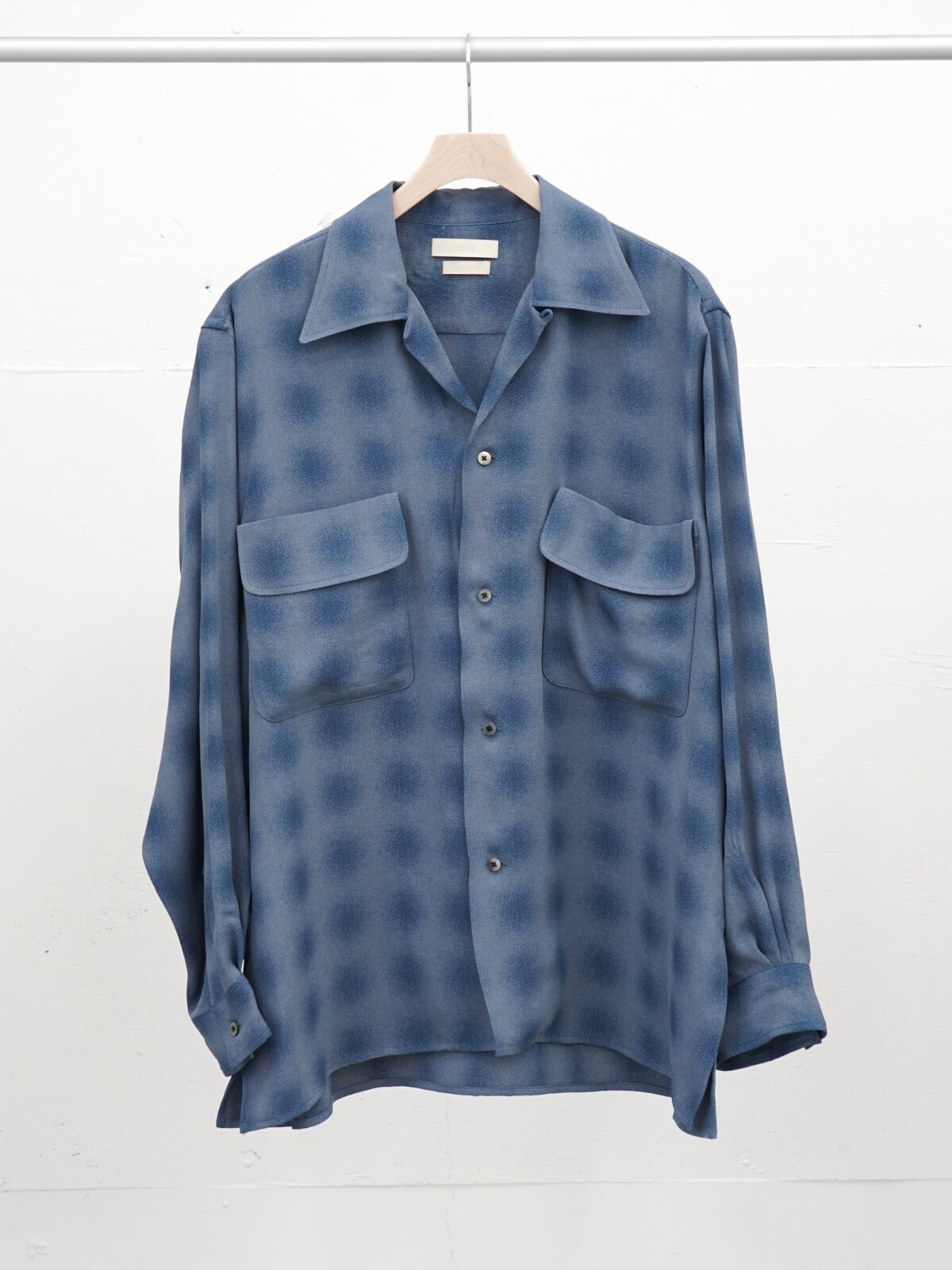 YOKE 女士 & 男士 BLURRED OMBRE PLAID OPEN COLLAR SHIRT 圖片16