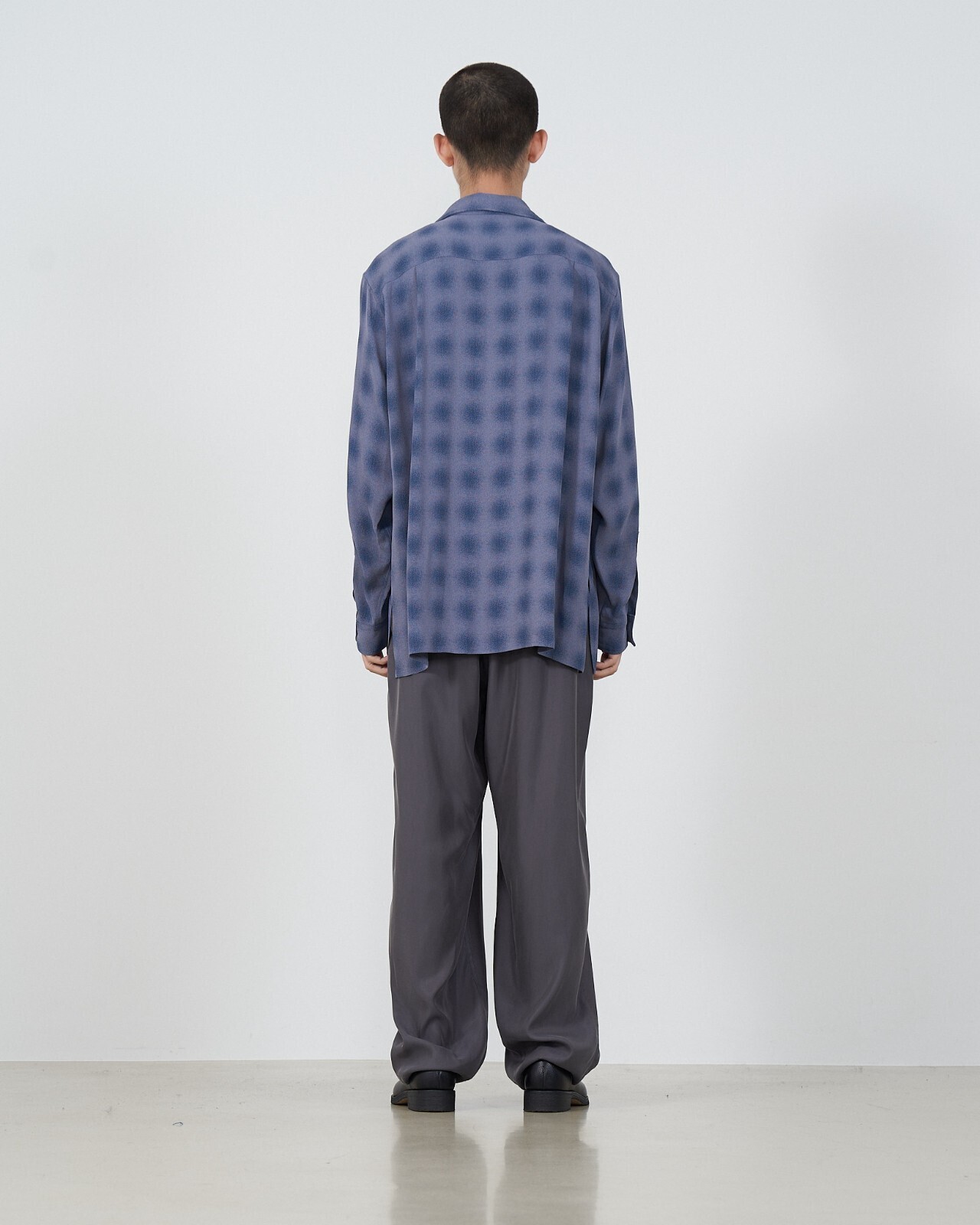YOKE 女士 & 男士 BLURRED OMBRE PLAID OPEN COLLAR SHIRT 圖片14
