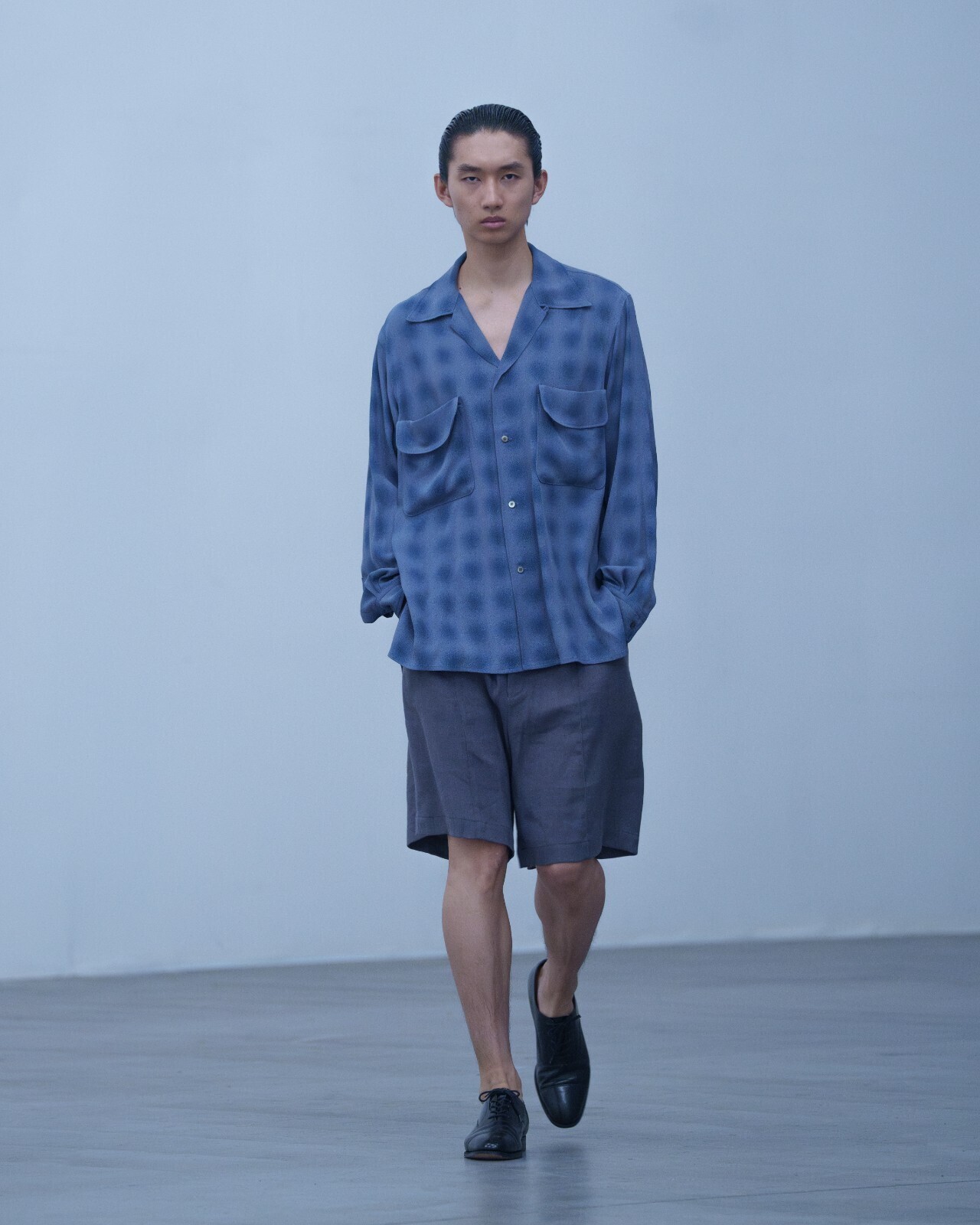 YOKE 女士 & 男士 BLURRED OMBRE PLAID OPEN COLLAR SHIRT 圖片15