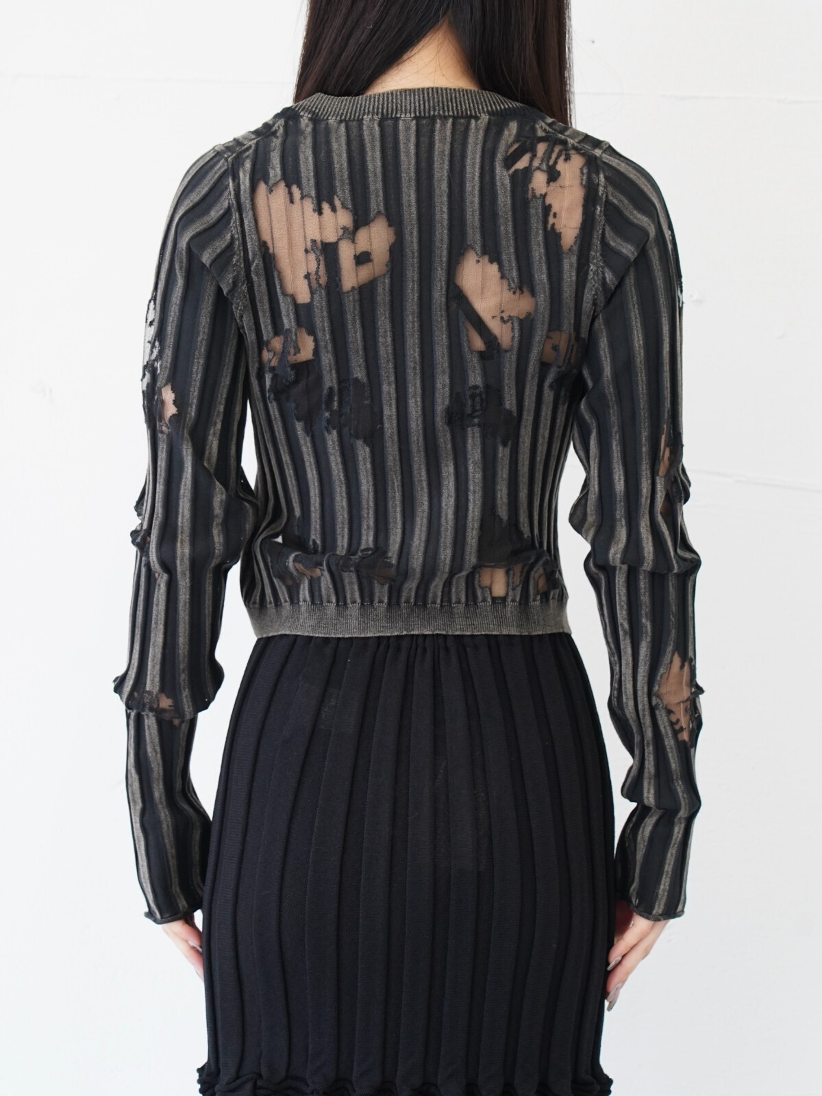 オープン セサミ クラブ レディース シアーリップドガーディガン 画像10